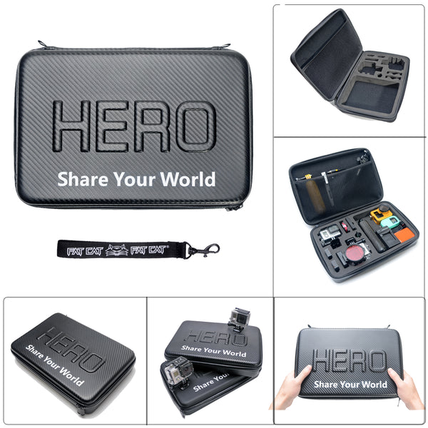 13" Lrage Size Carbon Fiber Shockproof Waterproof Portable Case for Gopro Hero 6/Hero 5/Hero 4/3+/3