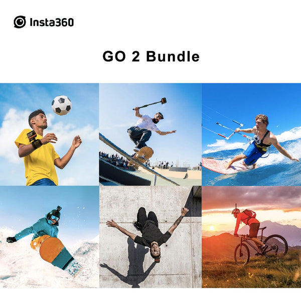 Insta360 Go 2 Bundle Sets (No Selfie Stick) Bike/ Run/ Snow/ Climb/ Football/ Sky/ Bungie/ Skate/ Kiteboard/ Motorcycle Mount