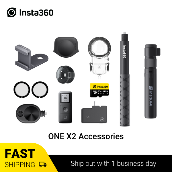 Insta360 ONE X2 Accessories Bullet Time Cord/ Lens Cap/ Cold Shoe/ Lens Guards/ Dive Case/ GPS Smart Remote/ Utility Frame