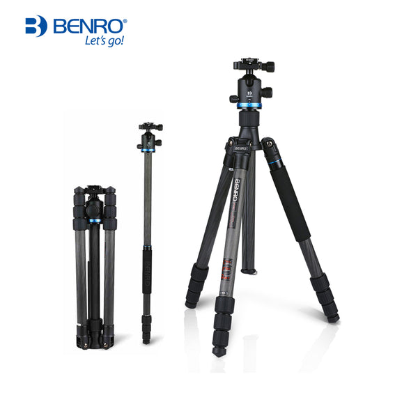 Benro iF18C+ Tripod Carbon Fiber Portable Reflexed Monopod Camera Stand For DSLR Carrying Bag Max Loading 10kg