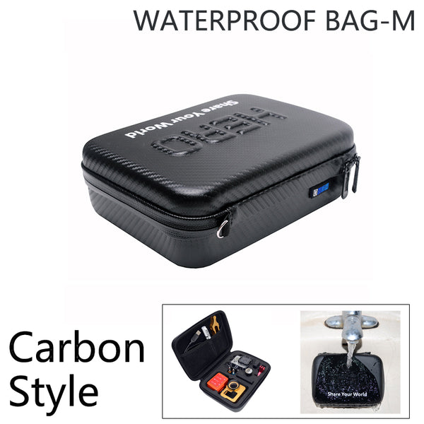 9" Middle Size Carbon Fiber Shockproof Waterproof Portable Case for Gopro Hero 6/5/4/3+/3