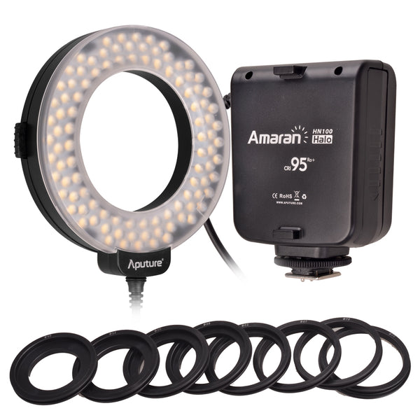 Aputure HC100 CRI 95+ Amaran Halo LED Universal Macro Ring Flash light For Canon Nikon Pentax Cameras