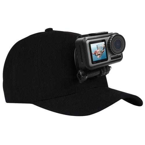 Baseball Hat with J-Hook Buckle Mount & Screw for GoPro HERO8/7/6 /5 /5 Session /4 Session /4 /3+ /3 /2 /1, DJI OSMO Action, Xiaoyi and Other Action Cameras(Black)