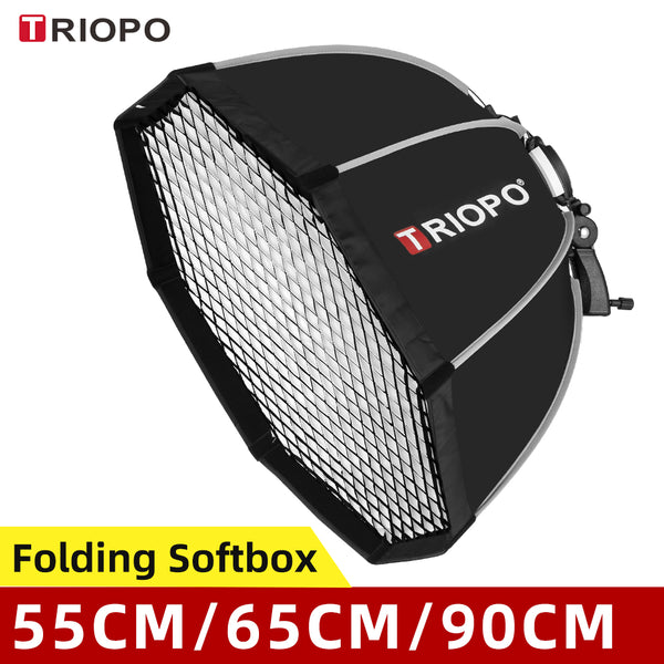 Triopo 55cm 65cm 90cm Speedlite Portable Octagon Umbrella Softbox + Honeycomb Grid Outdoor Flash Soft Box for Canon Nikon Godox