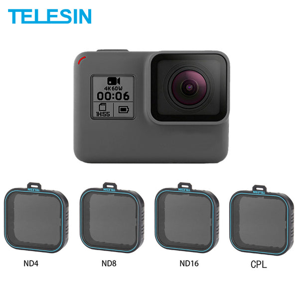 TELESIN CPL Polarizing Polarizer ND4 ND8 ND16 Filters Action Camera Lens Filter Set for GoPro Hero 5 Hero 6 Hero 7 ( Black)