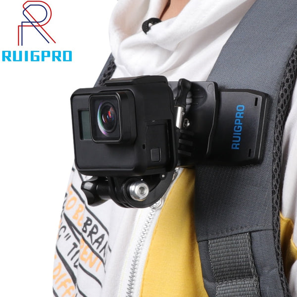 for Go Pro Accessories 360-Degree Rotation backpack bag Clip clamp For GoPro Hero 8 7 6 5 4 or Xiaomi yi for SJCAM SJ4000 Phone