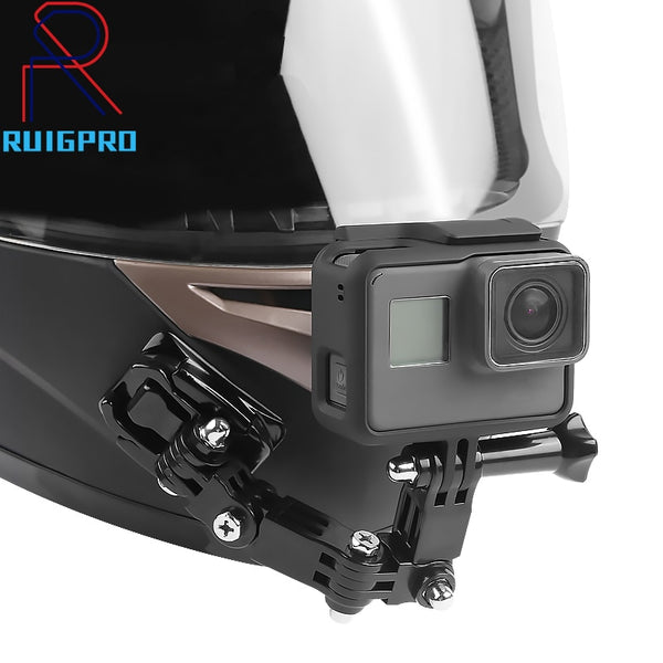 Gopro Accessories 4 Ways Turntable Button Mount Go Pro Hero 4 5 6 7 8SJCAM SJ4000 EKEN H9 H9R Motorcycle Helmet Chin Bracket arm